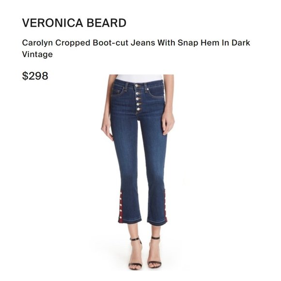 Veronica Beard Carolyn Cropped Boot-cut Jeans Dark Vintage Wash - Picture 4 of 12